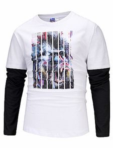 Distinctive Printed Color Block Men T-Shirt