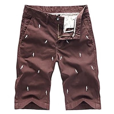Men's Chino Shorts Bermuda shorts Work Shorts Pocket Bird Embroidery Comfort Outdoor Daily Going out Fashion Streetwear Khaki Dark Blue Lightinthebox