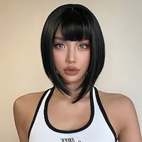 14Inch Synthetic Wigs For Women's Wig  Purple Short Curly Bobo Hair with  Bangs Daily Fresh Lovely  Party miniinthebox