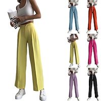 Women's Wide Leg Dress Pants Trousers Full Length Fashion Streetwear Street Daily Orange red Yellow S M Fall Winter Lightinthebox - thumbnail