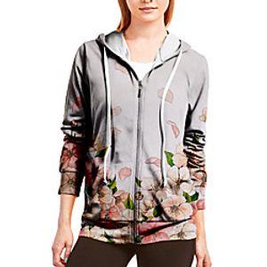 Women's Hoodie Zip Up Hoodie Sweatshirt Floral Zipper Print Daily Sports 3D Print Active Streetwear Hoodies Sweatshirts  Blushing Pink miniinthebox