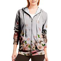 Women's Hoodie Zip Up Hoodie Sweatshirt Floral Zipper Print Daily Sports 3D Print Active Streetwear Hoodies Sweatshirts  Blushing Pink miniinthebox - thumbnail