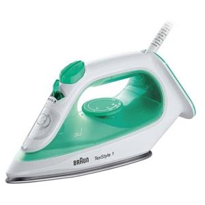 Braun TexStyle 1 Steam Iron, Super Ceramic Soleplate, Light & Quick Ironing, Rapid Heat, Auto-Off, Anti-Drip, Precision Tip, 2000 Watts, Self-Clean, Energy Saving - SI 1040 Green/White