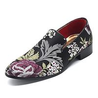 Men's Loafers  Slip-Ons Formal Shoes Penny Loafers Novelty Loafers Vintage Chinoiserie Party  Evening Office  Career Satin Black Red Blue Floral Fall Spring Summer Lightinthebox - thumbnail