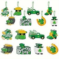 8pcs, St. Patrick's Day Decorative Hanging Tag Shamrock Golden Hat Irish Day Decorative Hanging 2024 Lightinthebox - thumbnail