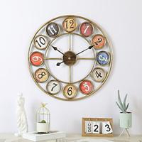 Wall Clock,Large Vintage Decor for Living Room,Home,Office,Retro,Metal,Farmhouse 60cm Rustic Gold Frame, Silent Non-Ticking Lightinthebox