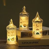 Ramadan Eid LED Lantern Electronic Candle Light Mubarak Festival Holiday Home Decoration Moon Castle Candle Holder Lightinthebox