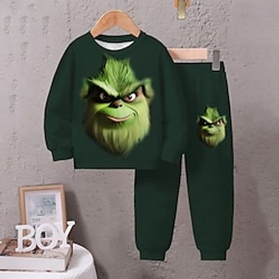 Boys 3D Sweatshirt  Sweatpants Set Long Sleeve 3D Printing Fall Winter Active Fashion Cool Polyester Kids 3-12 Years Crew Neck Outdoor Street Vacation Regular Fit Lightinthebox