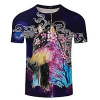 Men's Unisex Tee T shirt 3D Print Graphic Prints Horse Plus Size 3D Print Short Sleeve Casual Tops Basic Designer Big and Tall White Khaki Royal Blue miniinthebox - thumbnail