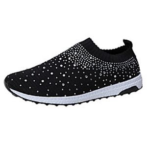 Women's Sneakers Flat Heel Round Toe Booties Ankle Boots Daily Tissage Volant Rhinestone Solid Colored Pink Khaki White Lightinthebox