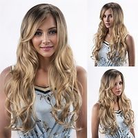 Synthetic Wig Curly Asymmetrical Machine Made Wig Long Ombre Blonde Synthetic Hair Women's Cosplay Soft Party Blonde Ombre Lightinthebox - thumbnail