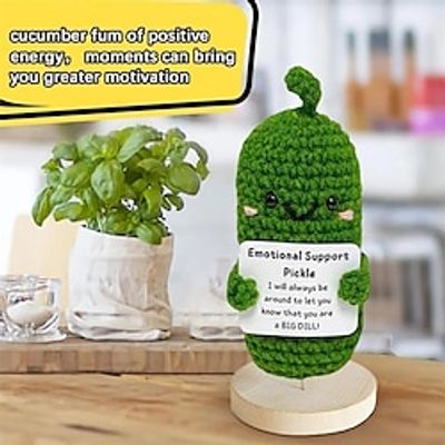 Emotional Support Pickled Cucumber Gift Handmade Crochet Emotional Support Pickles Cute Crochet Pickled Cucumber Knitting Doll Christmas Pickle Ornament Gift Lightinthebox