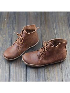 Plain Flat Round Toe Casual Outdoor Flat Boots