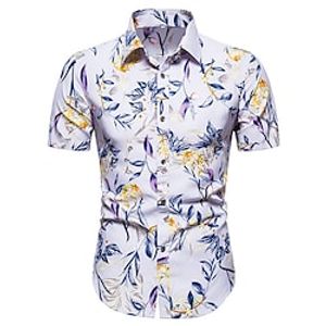 Men's Shirt Summer Hawaiian Shirt Button Up Shirt Summer Shirt Casual Shirt Red Purple Apricot Short Sleeve Florals Shirt Collar Outdoor Going out Print Clothing Apparel Streetwear Stylish Casual Lightinthebox