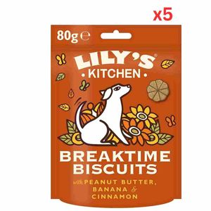 Lily'S Kitchen Breaktime Biscuits Dog Treats (80G) (Pack Of 5)