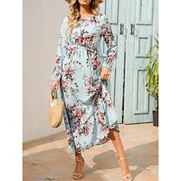 Women's Casual Dress Swing Dress Floral Print Crew Neck Long Dress Maxi Dress Date Vacation Long Sleeve Summer Lightinthebox