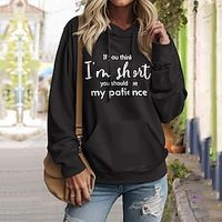 Women's Hoodie Sweatshirt Pullover Active Sports Drawstring Front Pocket Print Black White Pink Letter Casual Sports Hoodie Long Sleeve Top Micro-elastic Fall  Winter Lightinthebox - thumbnail