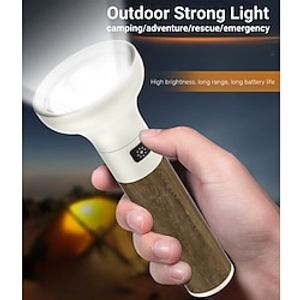 5W Strong Flashlight Long-range Aluminum Alloy Wooden USB Rechargeable Built-in Battery 3 Modes Lights Handheld LED Flashlight Lightinthebox