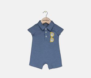 Baby Boys Sunglasses Polo Cotton Romper  Blue