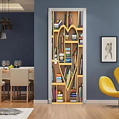 2pcs Self-adhesive Creative Door Stickers Love Bookcase Living Room Diy Decoration Home Waterproof Wall Stickers miniinthebox