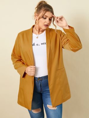 YOINS Plus Size Lapel Collar Side Pockets Long Sleeves Coat YOINS Plus Size Lapel Collar Side Pockets Long Sleeves Coat