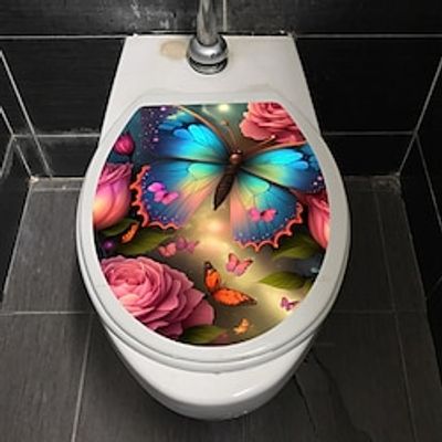 1Pcs Cool Butterfly Pvc Bathroom Wall Sticker Self-Adhesive Toilet Seat Decorative Toilet Sticker miniinthebox