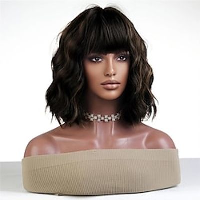 Wig With Bangs Wig For Women Short Bob Wavy Curly Wig Natural Hair Wigs Heat Resistant Hair Replacement Wigs miniinthebox Wig With Bangs Wig For Women Short Bob Wavy Curly Wig Natural Hair Wigs Heat Resistant Hair Replacement Wigs miniinthebox