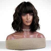 Wig With Bangs Wig For Women Short Bob Wavy Curly Wig Natural Hair Wigs Heat Resistant Hair Replacement Wigs miniinthebox - thumbnail