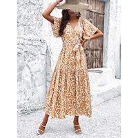 Women's Casual Dress Swing Dress Graphic Print V Neck Long Dress Maxi Dress Streetwear Holiday Vacation Short Sleeve Summer Lightinthebox