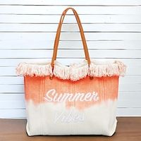 Women's Tote Shoulder Bag Straw Bag Canvas Daily Holiday Beach Embroidery Large Capacity Lightweight Solid Color Letter Light blue embroidered letters Sky blue embroidered letters Brown Lightinthebox