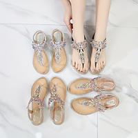 Women's Sandals Wedge Sandals Wedding Party Outdoor Rhinestone Crystal Wedge Round Toe Open Toe Bohemia Fashion Faux Leather Elastic Band Black Silver Pink Lightinthebox