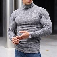 Men's T shirt Tee Plain Turtleneck Street Vacation Long Sleeve Clothing Apparel Basic Designer Modern Contemporary Lightinthebox - thumbnail