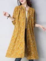 Floral Printed Button Cotton Casual Dresss