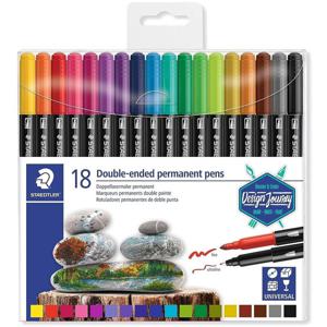 Staedtler Double-End Permanent Markers Fibre Tip - Set of 18