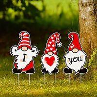 3PCS Valentine's Day Yard Stakes Outdoor, Decorative Garden Stakes I LOVE YOU Dwarf Love Decorative Floor Insert Outdoor Valentine's Day and Wedding Decorative Sign Colorful Printed Outdoor Waterproof Material Decorative Sign Used for Valentin Lightinthebox - thumbnail