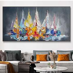 Mintura Handmade Boat Landscape Oil Paintings On Canvas Wall Art Decoration Modern Abstract Ship Pictures For Home Decor Rolled Frameless Unstretched Painting Lightinthebox