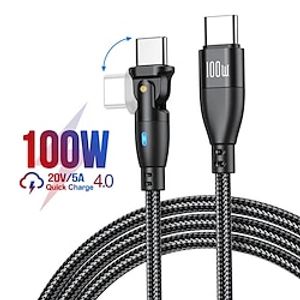 PD100W Type C To Type C Cable Super Fast Charging For Samsung S23 Ultra S22 S21 100W Fast Charging Cable For  180 Degree USB C Charge Cable For Realme Oneplus OPPO PD Cable QC 3.0 Fast Charger miniinthebox