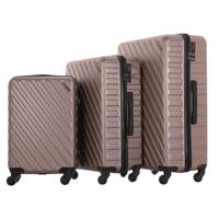 PARA JOHN 3-Piece Hard Side ABS Spinner Luggage Trolley Set 20/24/28 Inch CHAMPAIGNE