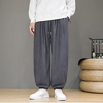 Men's Joggers Tapered pants Drawstring Elastic Waist Solid Color Windproof Wrinkle Resistant Full Length Casual Weekend Skinny Chino Black Dark Gray Inelastic Lightinthebox