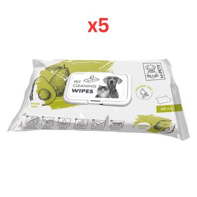 M-Pets Pet Cleaning Wipes Avocado 40pcs (Pack of 5)