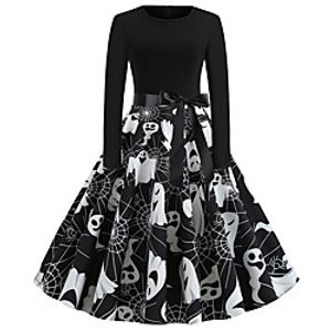 Pumpkin Flapper Dress Dress Adults' Women's Vintage Festival Christmas Halloween New Year Festival  Holiday Terylene Black Women's Easy Carnival Costumes Halloween  Belt Lightinthebox