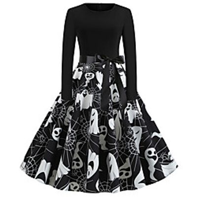 Pumpkin Flapper Dress Dress Adults' Women's Vintage Festival Christmas Halloween New Year Festival  Holiday Terylene Black Women's Easy Carnival Costumes Halloween  Belt Lightinthebox
