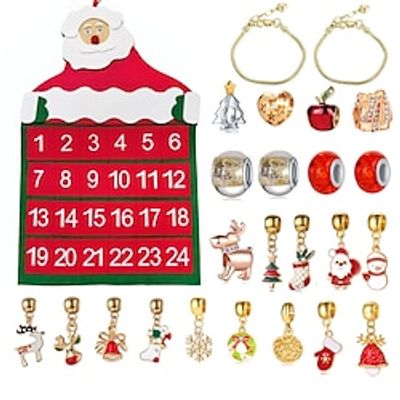 Christmas Advent Calendar 2023 Xmas Gift  Countdown Bracelets Making Kit 24 Days Christmas Gift DIY Charm Beads and Bracelets for Girls Women Kids miniinthebox