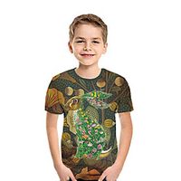 Kids Boys' T shirt Tee Short Sleeve Rabbit 3D Print Animal Green Children Tops Summer Active Daily Wear Regular Fit 3-12 Years miniinthebox - thumbnail