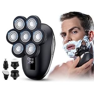 Ultimate Head Shaver For Bald Men For Hair Cutting Easy To Clean With Skin Close Wet And Dry Rotary Shaver Waterproof Grooming Kit With Beard Clippers Nose Trimmer USB Rechargable  Digital Play Lightinthebox