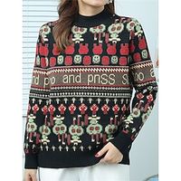 Women's Ugly Christmas Sweater Cardigan Sweater Jacket Crew Neck Ribbed Knit Polyester Button Knitted Print Fall Winter Short Outdoor Holiday Xmas Daily Stylish Casual Long Sleeve Animal miniinthebox - thumbnail