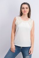 Womens Studs Sleeveless Top  White/Gold - thumbnail