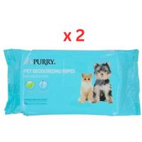 Purry Pet Wipes With Spring Water Scent (80ct) - 16 x 18cm (Pack of 2)