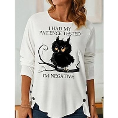 Women's Shirt Green Blue Red Animal Letter Button Print Long Sleeve Daily Weekend Streetwear Casual Round Neck Regular S miniinthebox