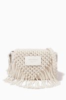 EA Crochet Crossbody Bag in Macrame & Leather - thumbnail